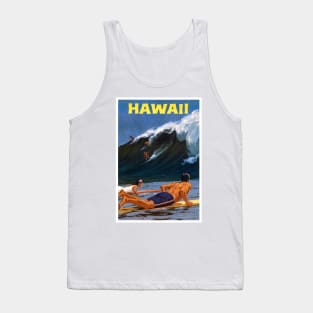 Vintage Travel Poster Hawaii Surfer Tank Top